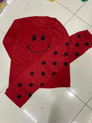 women night dress |Cozy Printed Cotton Jersey Night Suit - 2 Pcs