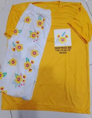 Women night dress |2 Pcs Women's Stitched Cotton Jersey Printed Night Suit