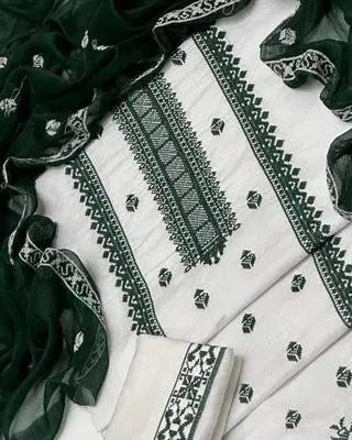 3 Pcs Women's Unstitched Embroidered Suit