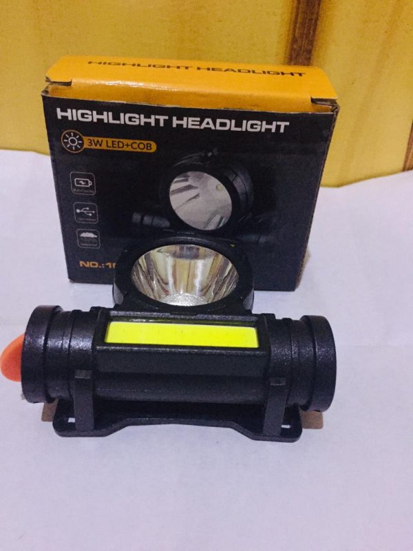 2 In 1 Headlight Torch Lamp – 3w Led+cob With Built-in Battery, Waterproof & Usb Charge – Model: 108