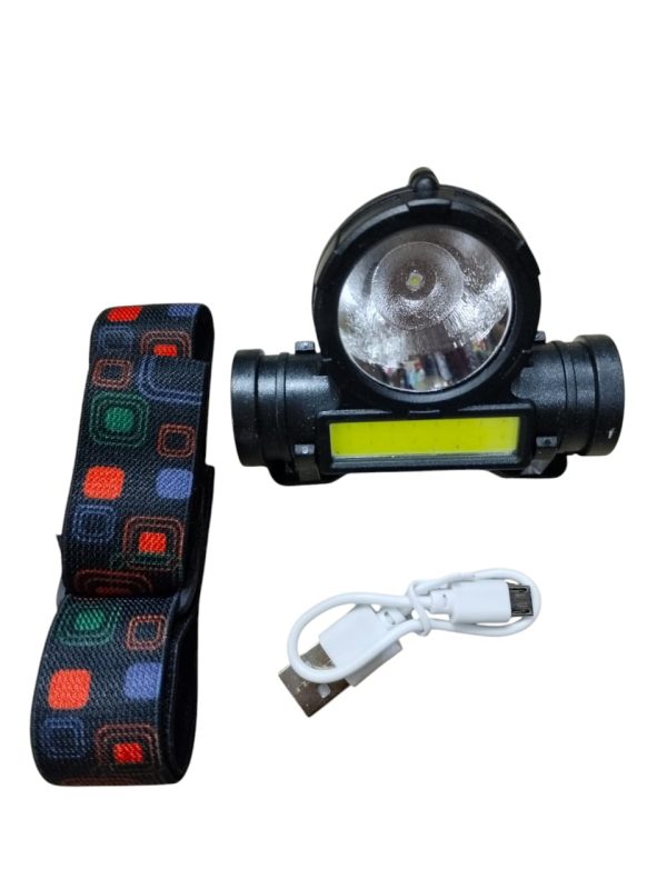 2 In 1 Headlight Torch Lamp – 3w Led+cob With Built-in Battery, Waterproof & Usb Charge – Model: 108