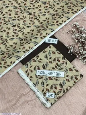 2 Pcs Women's Unstitched Digital Print Suit