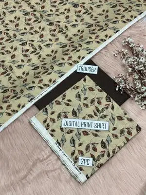 2 Pcs Women's Unstitched Digital Print Suit