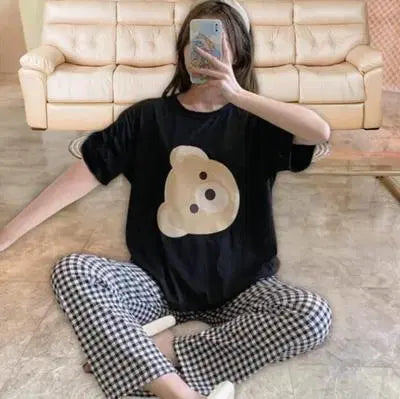 Women night dress |Comfortable Printed Cotton Jersey Night Suit - 2 Pc