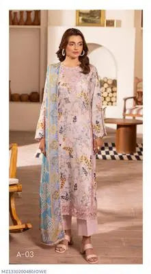 3 Pcs Women's Unstitched Printed Suit