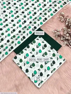 2 Pcs Women's Unstitched 14 august Printed Suit