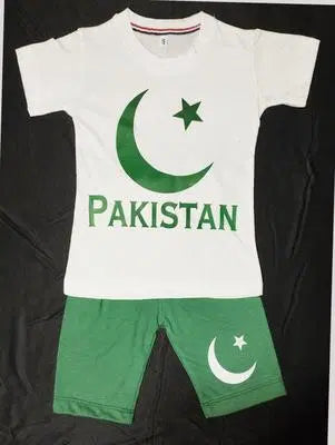 14 august2 Pcs Unisex Cotton Printed Shirt And Shorts Set