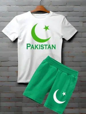 14 august2 Pcs Unisex Cotton Printed Shirt And Shorts Set