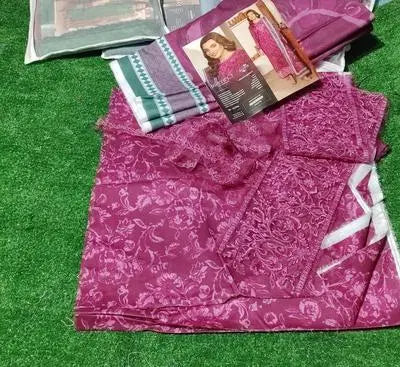 3 Pcs Women's Unstitched Printed Suit