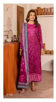 3 Pcs Women's Unstitched Printed Suit