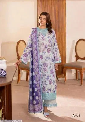 3 Pcs Women's Unstitched Printed Suit