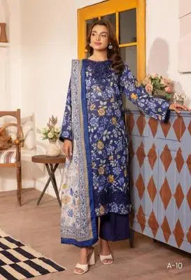 3 Pcs Women's Unstitched Printed Suit