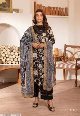 3 Pcs Women's Unstitched Printed Suit