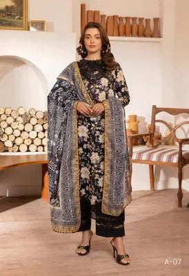 3 Pcs Women's Unstitched Printed Suit