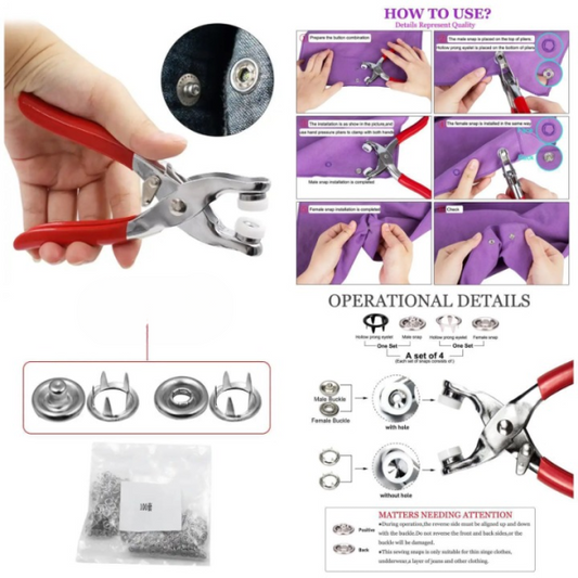 Metal Hand Press Tich Button Fixer Machine Metal Good Quality – 50 Pcs Button