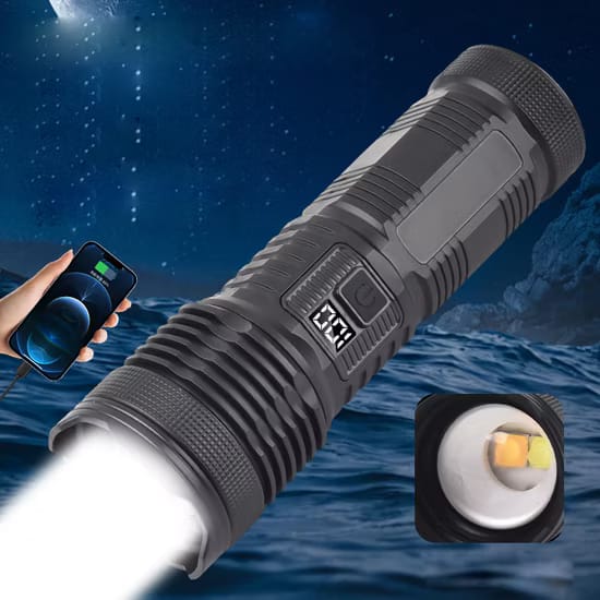 Most Powerful P50 Flashlight Flash Light 5 Modes Usb Zoom Led Torch Built-in 18650 Battery Camping, Fishing