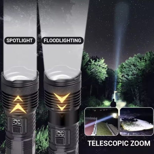 Most Powerful P50 Flashlight Flash Light 5 Modes Usb Zoom Led Torch Built-in 18650 Battery Camping, Fishing